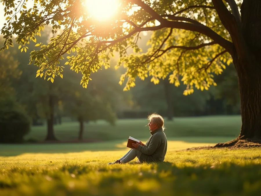 A person journaling outdoors on a park bench, their iPhone placed out of reach, showing mindful time away from screens