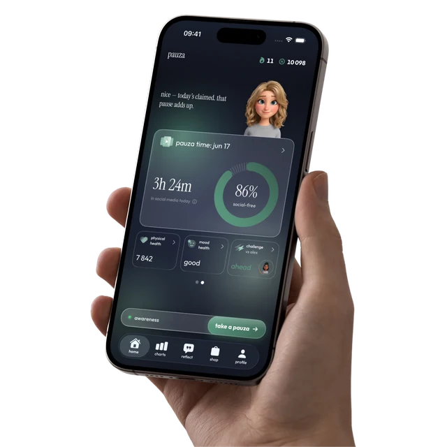 Pauza app on iPhone — rewards you for time off your phone